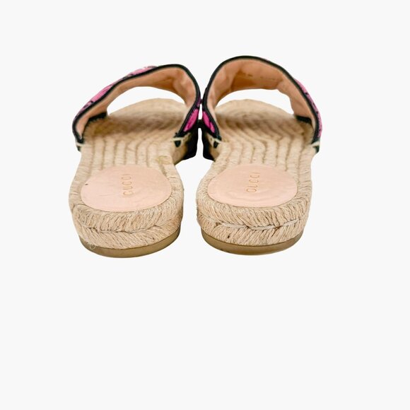 Gucci GG Espadrille Mule Sandal EU 37.5 US 7.5 Pink Purple Monogram Canvas Slide - Picture 5 of 9